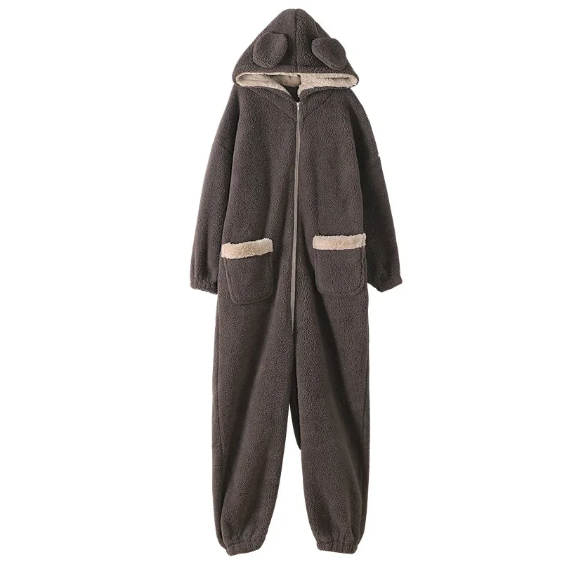 Mens Winter Fluffy Pajamas Onesies Super Warm Homewear Plush Sleepwear Thermal Thickened Adult Onesie Loose Cute Clothes for Man