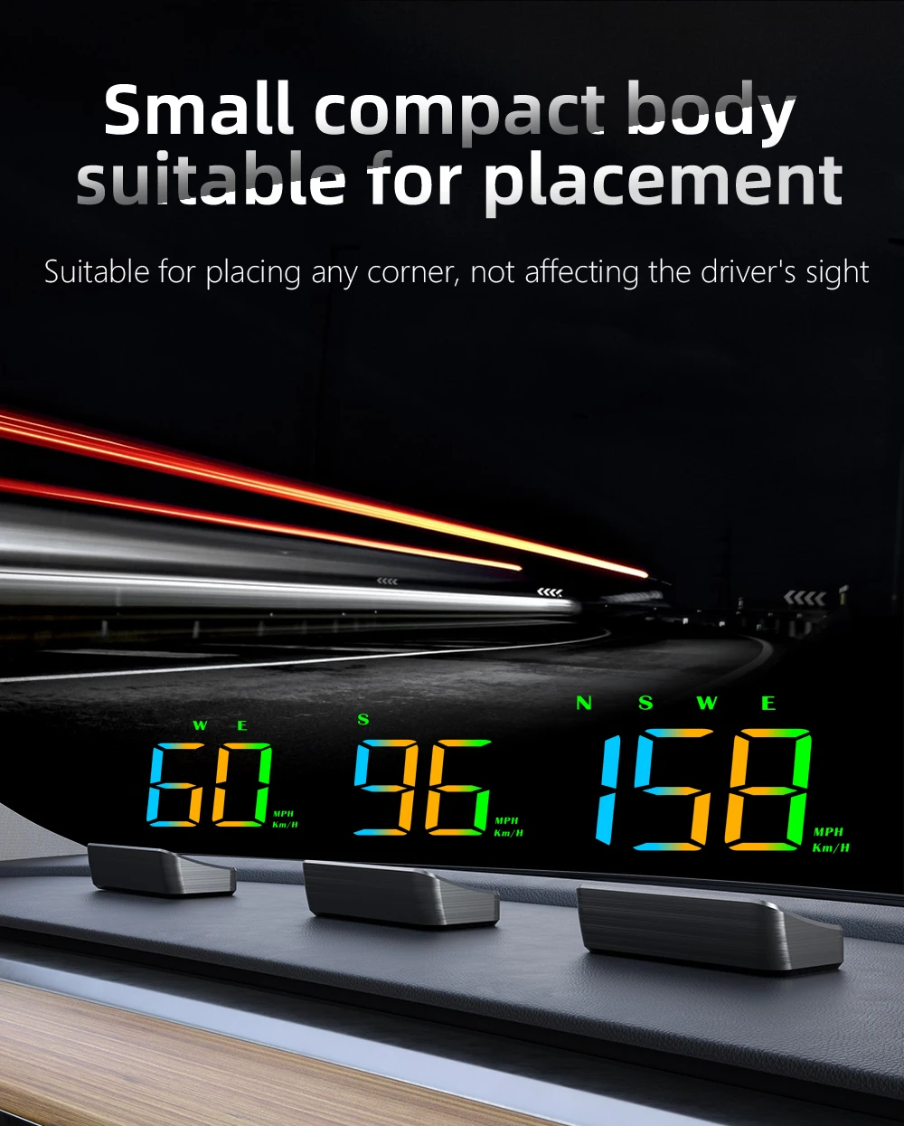M2S HUD Head-Up-Display GPS Digitaler Tachometer Windschutzscheiben-Projektor Plug-and-Play Auto-Kompass Geschwindigkeitsmesser Auto-Zubehör – Detail 11
