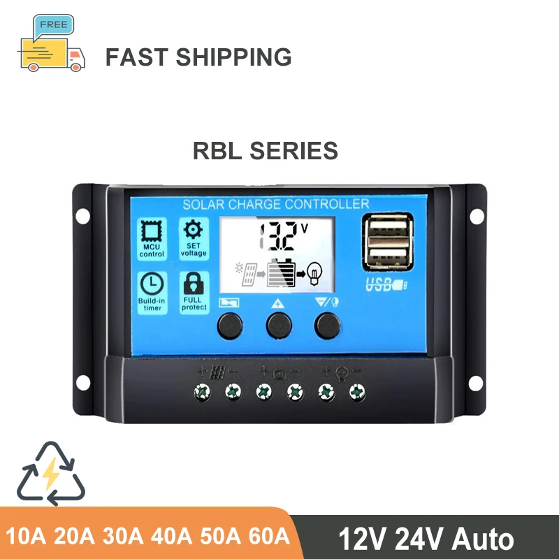 Pannello Regolatore Solare MPPT, Regolatore Fotovoltaico Della Batteria Con Doppia Porta Usb Display Led 12v 24v Impermeabile Per 95251875