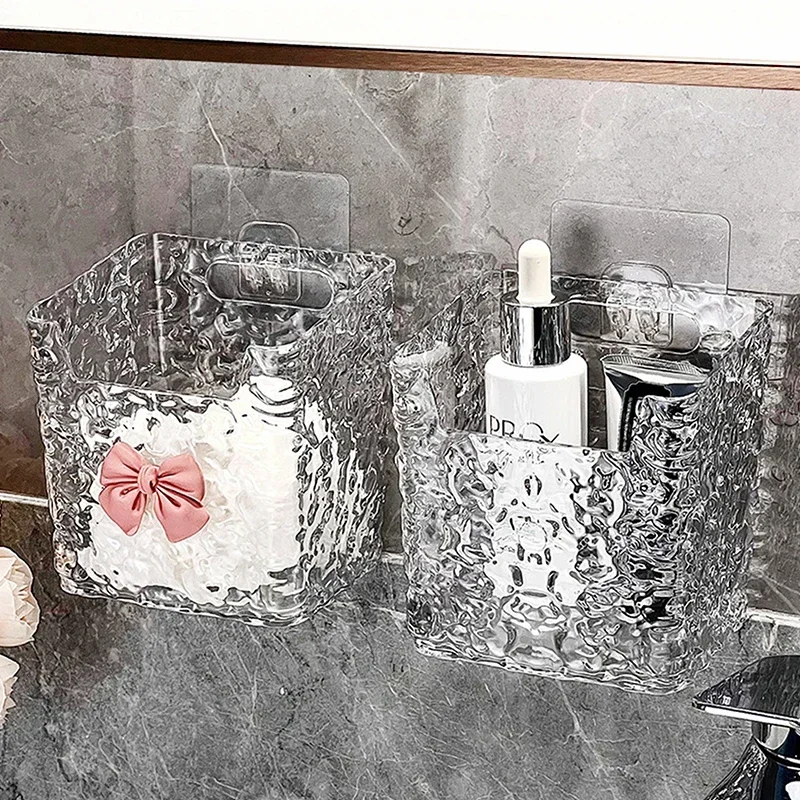 Punch-Free Toothpaste Holder Wall Mounted Makeup Brush Organizer Storage Rack Bathroom Storage Box Drain Box 3