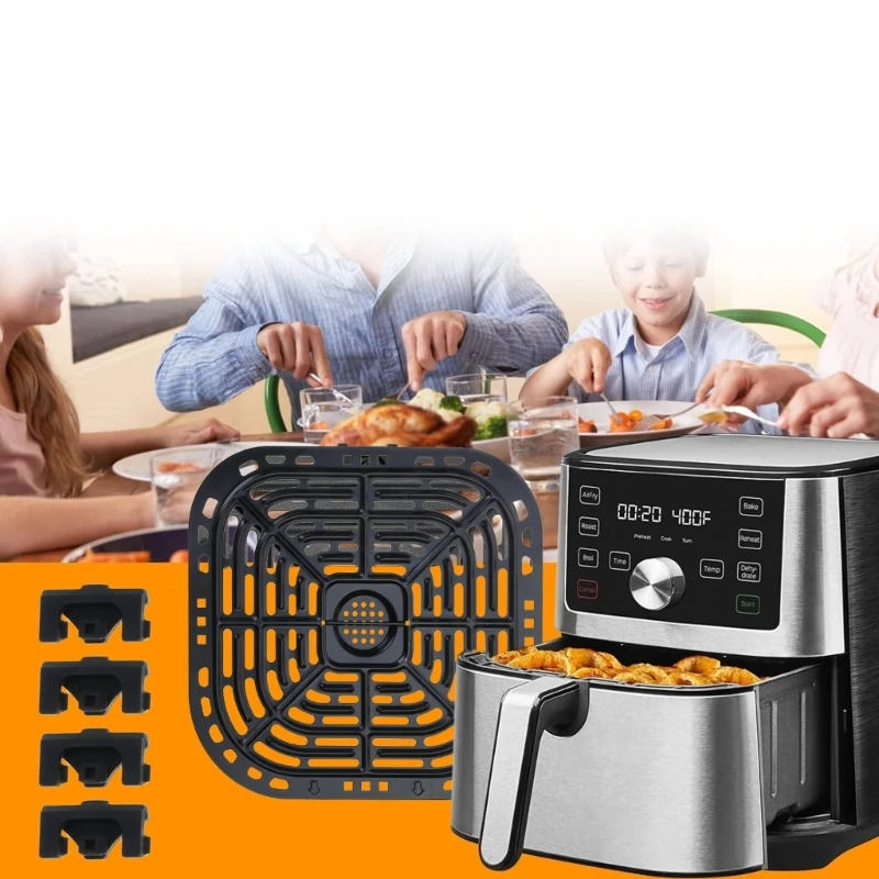 Square Tray 4QT Air Fryer Grill Plate Pans Nonstick Dishwasher Safe Stainless Accessory Fit for Cooking Pizza Vegetables