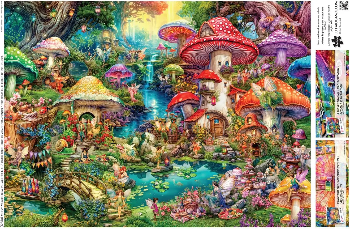 Merry Mushroom Village Picnic Puzzles 1000/500/300 Pieces Jigsaw Puzzles for Gameroom Bedroom