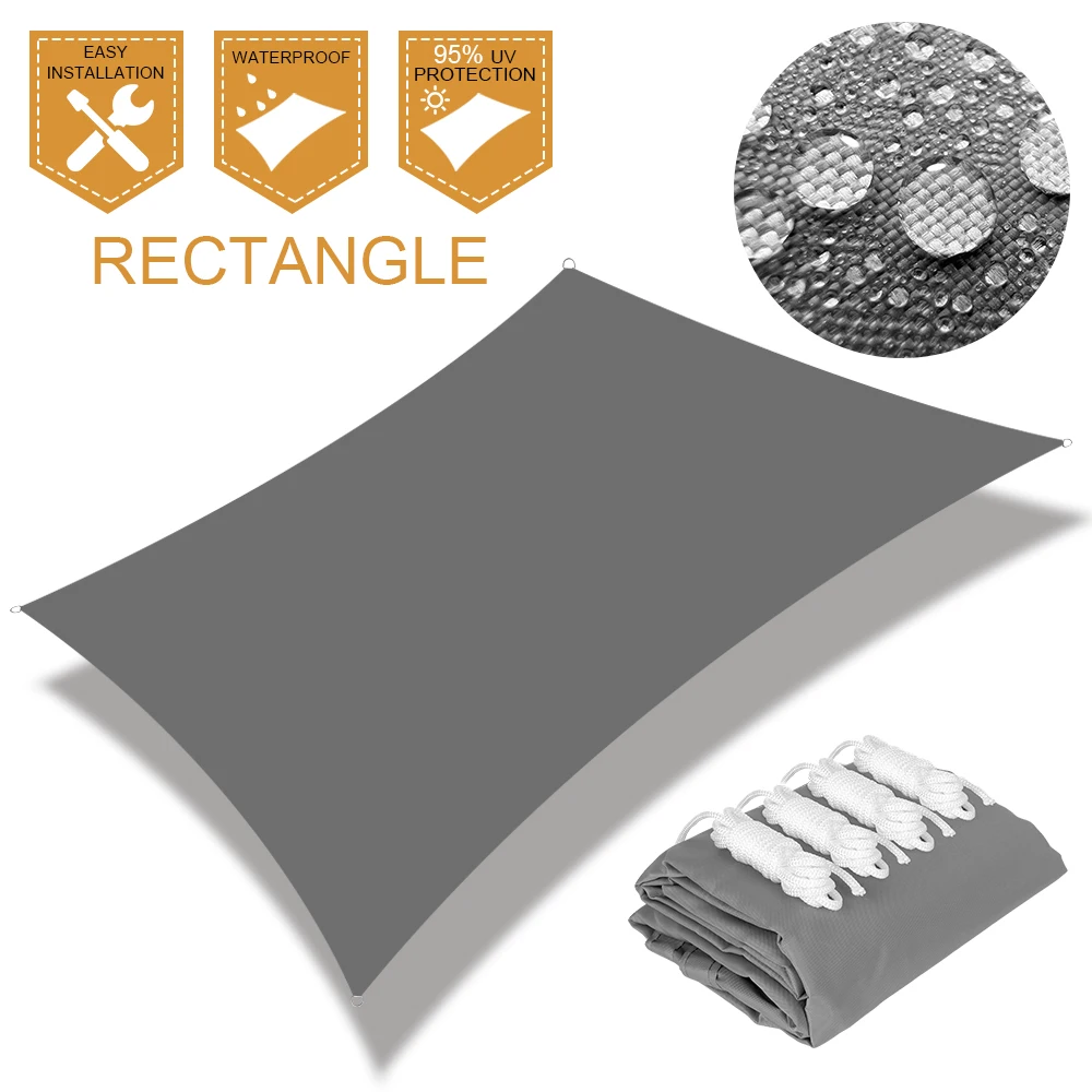 

Rectangular Shade Sail Waterproof For Garden Patio Swimming Pool Sun Shelter Anti-UV Sunshade Protection
