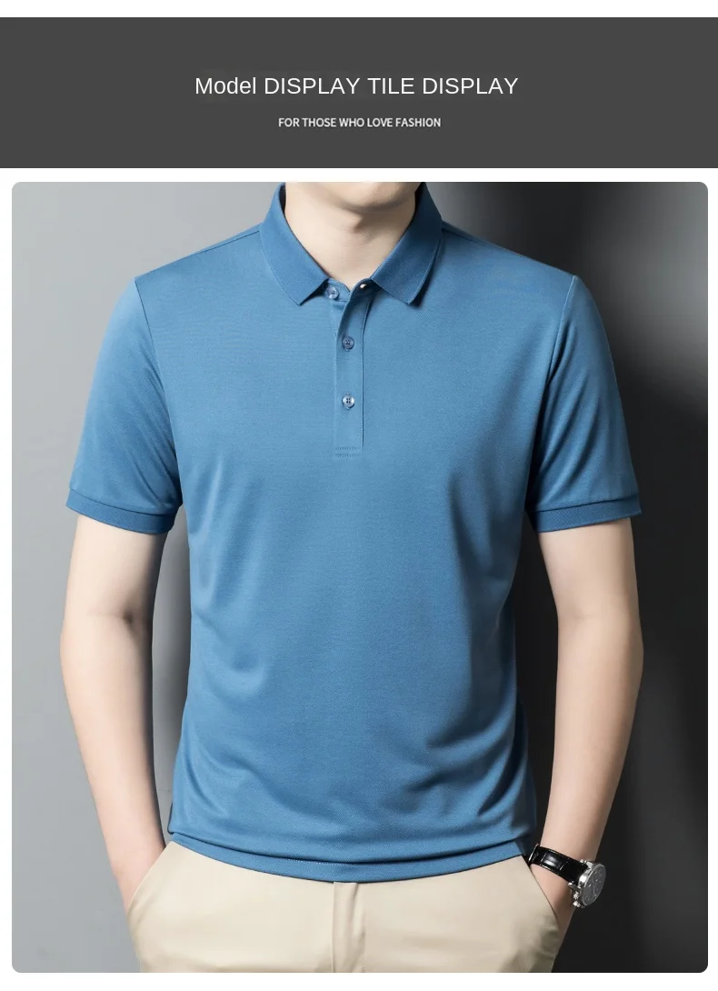 Description Picture 6 of itemSummer Business Pure Color Short-Sleeved Polo Shirt Men's 2024 New Loose Lapels Breathable Casual T-shirt