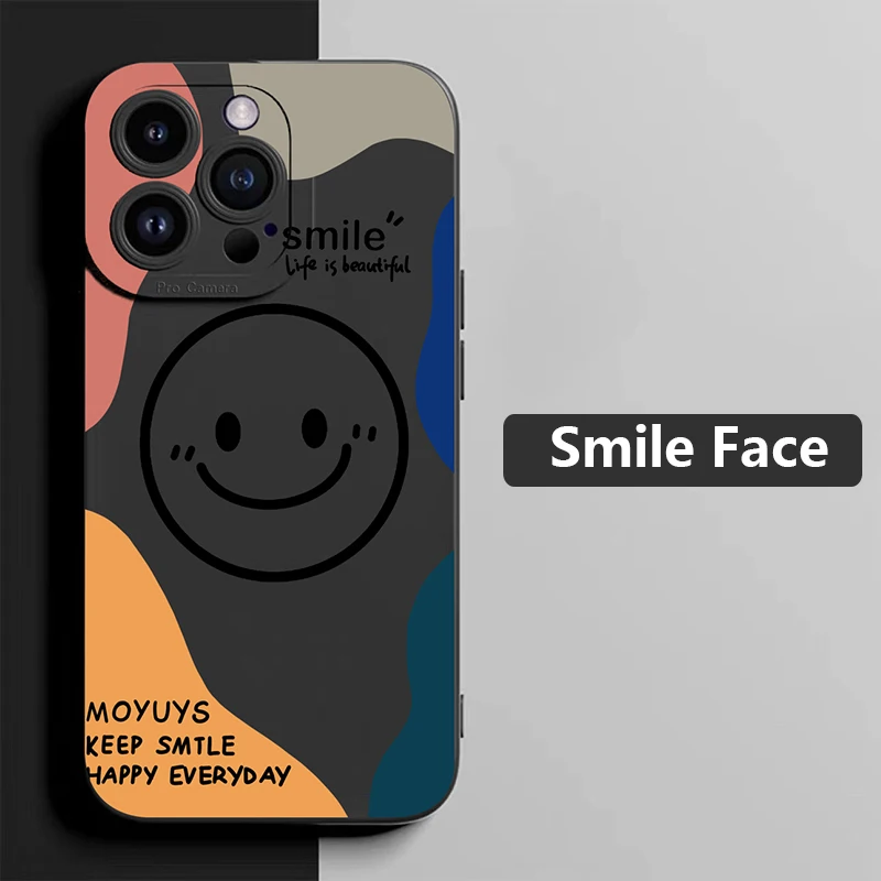 Cute Cartoon Smile Face Phone Case For Samsung Galaxy S26 S25 S24 S23 S22 Ultra Plus S21 FE A16 A33 A53 A34 A54 5G A35 A55 Cover