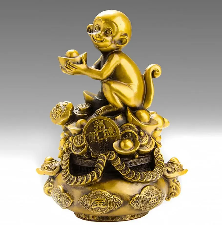 

Copper Statue Copper monkey ornament, cornucopia, monkey living room, home furnishing, modern creative metal monkey supplement a