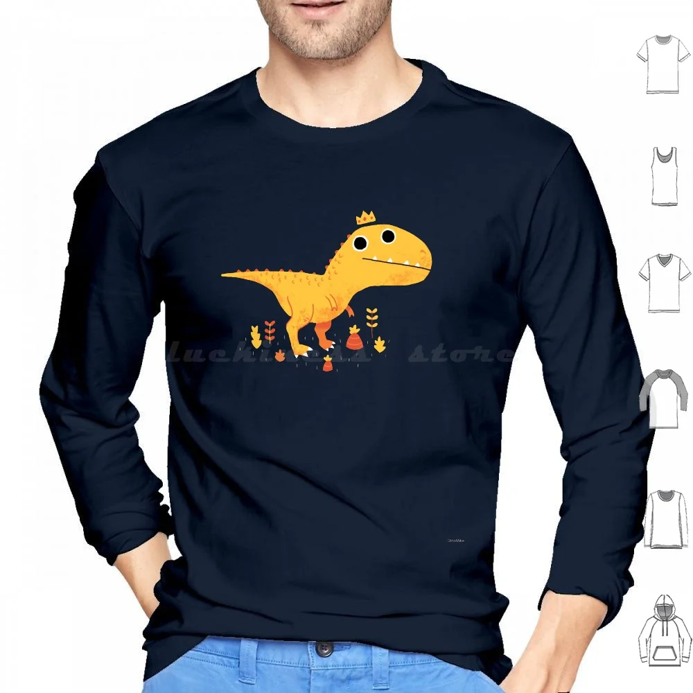 Tyrant Lizard King Felpe Con Cappuccio Dinosauro Manica Lunga Cute Dino Dinosaurs Funny Monster Tyrex Tyrannosaurus