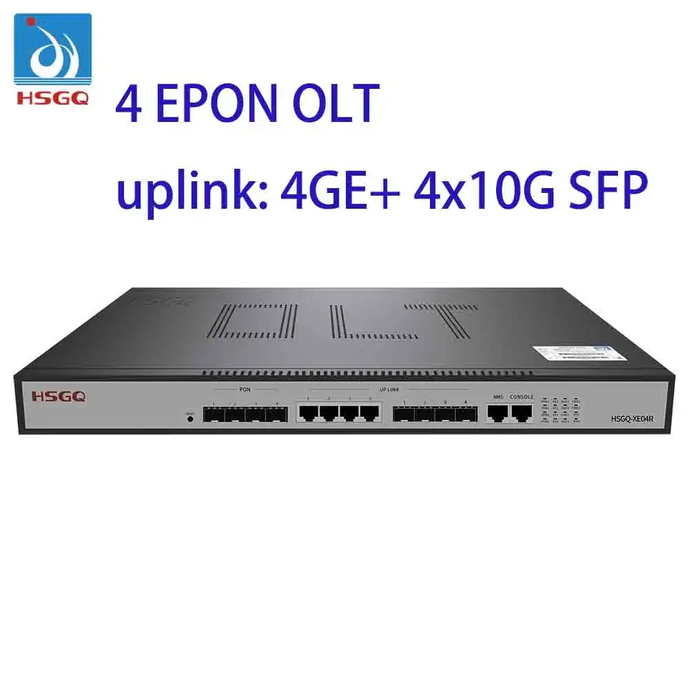 HSGQ-E04R, HSGQ-XE04R, 1U 4 PON Ports EPON OLT 4 GE copper RJ45 ethernet ports, 4*GE(SFP)/10GE(SFP+) optical uplink ports