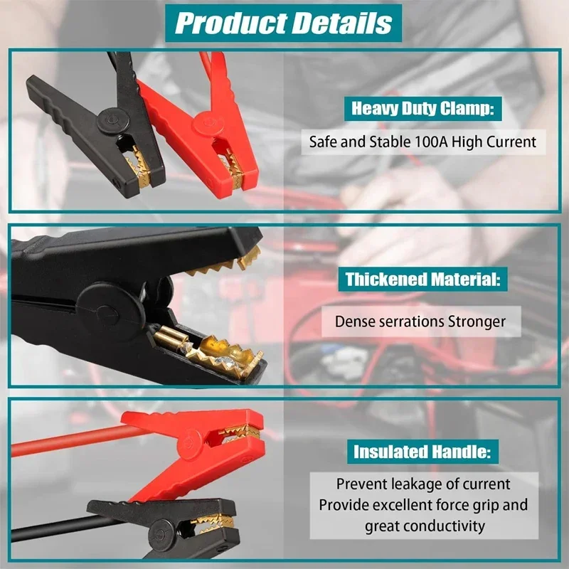 Heavy-Duty Jumper Cables Jump Kit with 11AWG Cable for Power Battery Jump Starting
