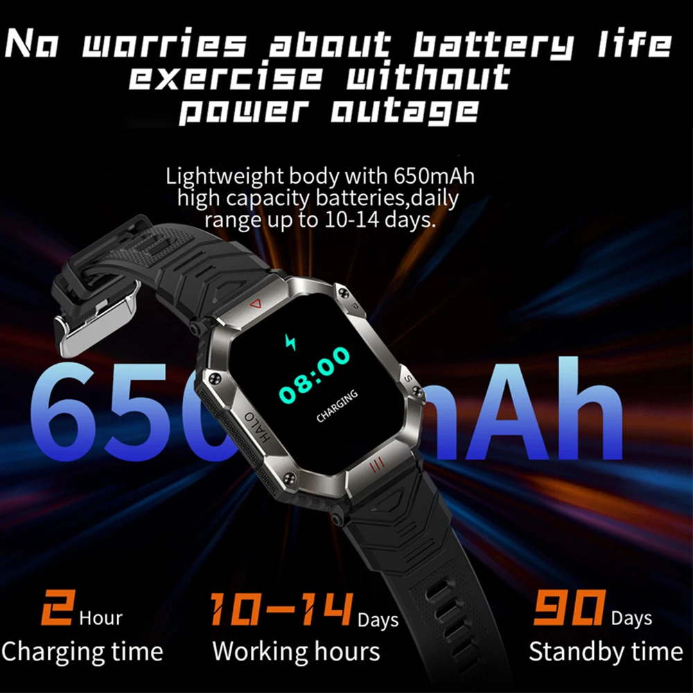 GPS Militär Outdoor Smart Watch 2,0 Zoll 650 mAh Große Batterie Uhr GPS Motion Track Kompass Bluetooth Anruf Smartwatch_voghion.com