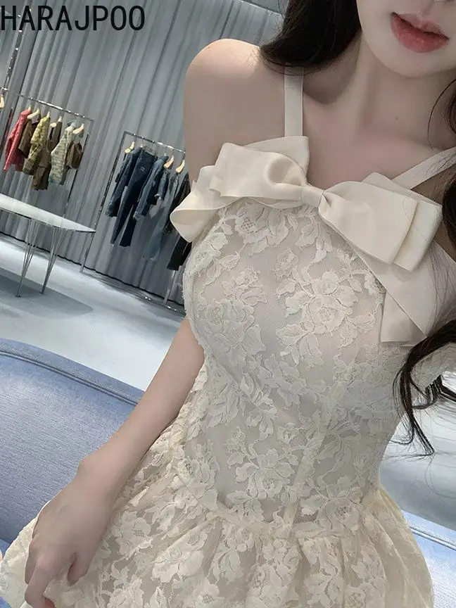 

Модное платье Harajpoo с галстуком-бабочкой, милое приталенное короткое универсальное женское платье-трапеция для похудения в стиле принцессы