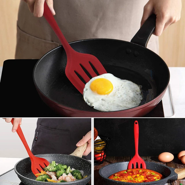 Silicone Non-stick Egg Fish Frying Pan Scoop Spoon Shovel Turner Cooking  Utensil