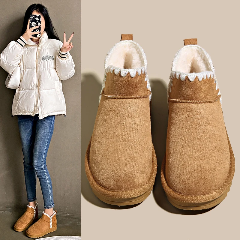 

Женские кожаные ботинки, женская обувь на плоской подошве, австралийская зимняя обувь с круглым носком, роскошный дизайн 2023, на средней резиновой подошве, Lolita Sn