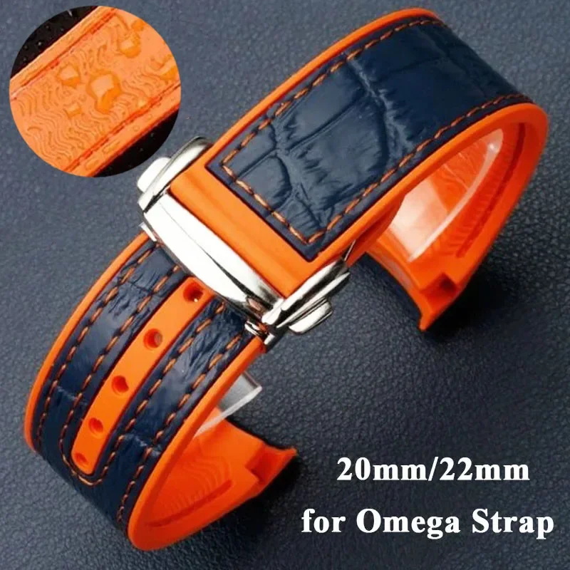 Cinturino Per Orologio In Silicone Da 20Mm 22Mm Per Omega Seamaster 300 At150 Speedmaster Planet Bracciale Fibbia Pieghevole Accessori Per Orologi Spo