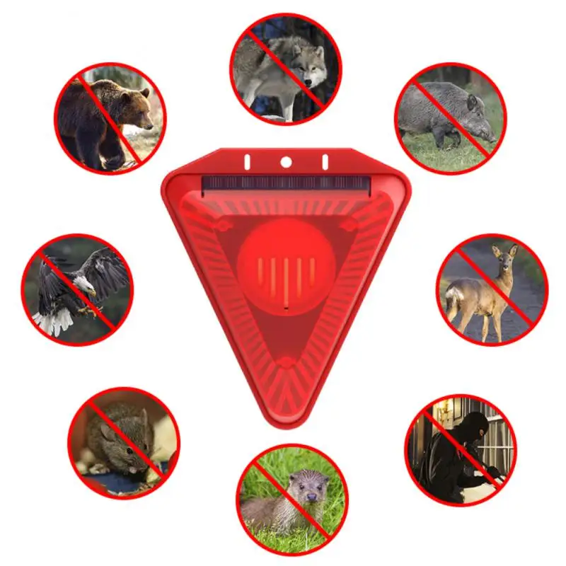 Solar Alarm Repellent Lamp Outdoor Flashing Light Waterproof Dog Barking Sound Alarm Drive Away Animals For Home Security Farms