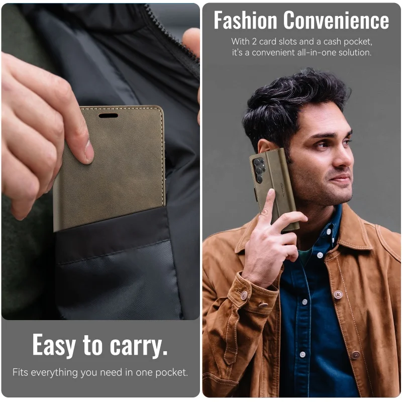 CaseMe Magnetic Leather Wallet Phone Case with Card Holder