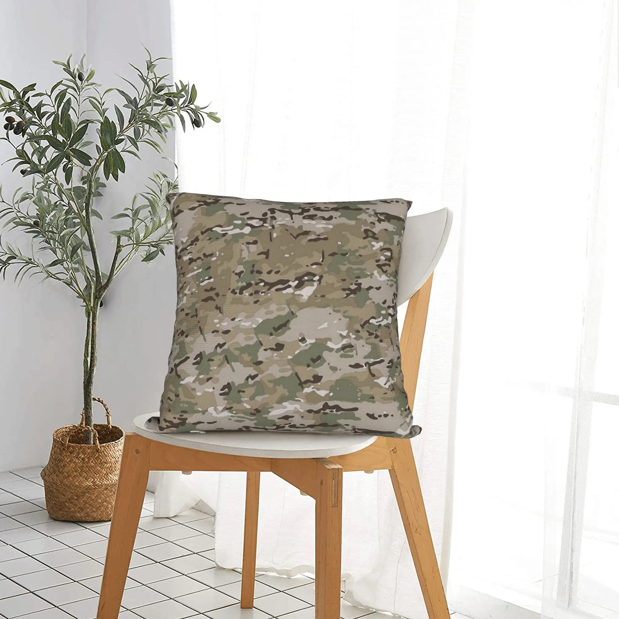 Federe per cuscini quadrate Multicam Camo in poliestere, fantasia mimetica militare, divertenti e decorative, 40x40 cm - immagine 3