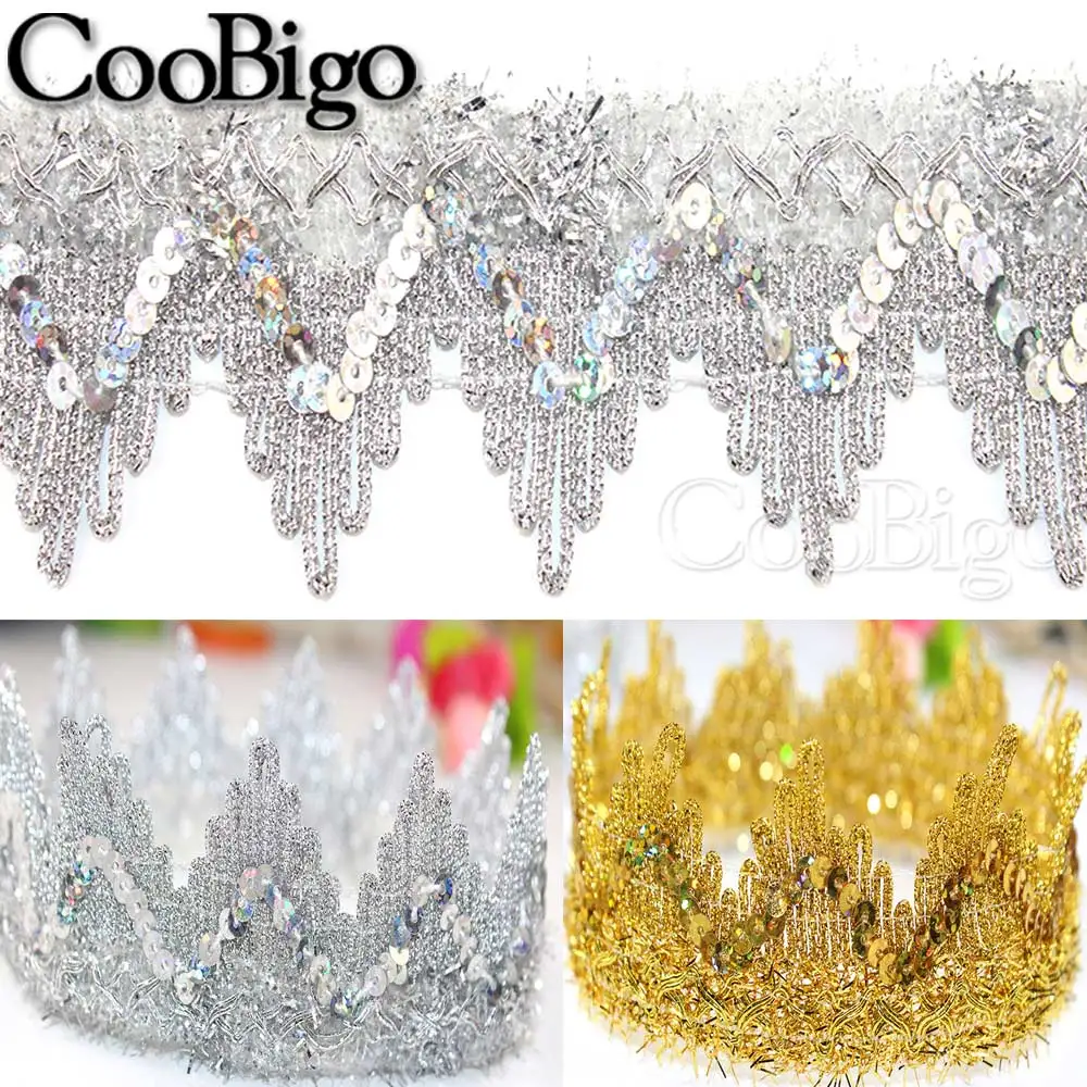 5 yard 8 cm di larghezza in pizzo con paillettes, bordo con frange glitterato, bordatura a frange, nastro decorativo per cucito, fai da te, decorazione di abbigliamento, oro