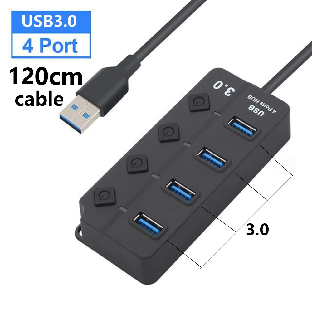 USB Hub 3.0 Multiprise USB High Speed Splitter 7 Port thumbnail 1