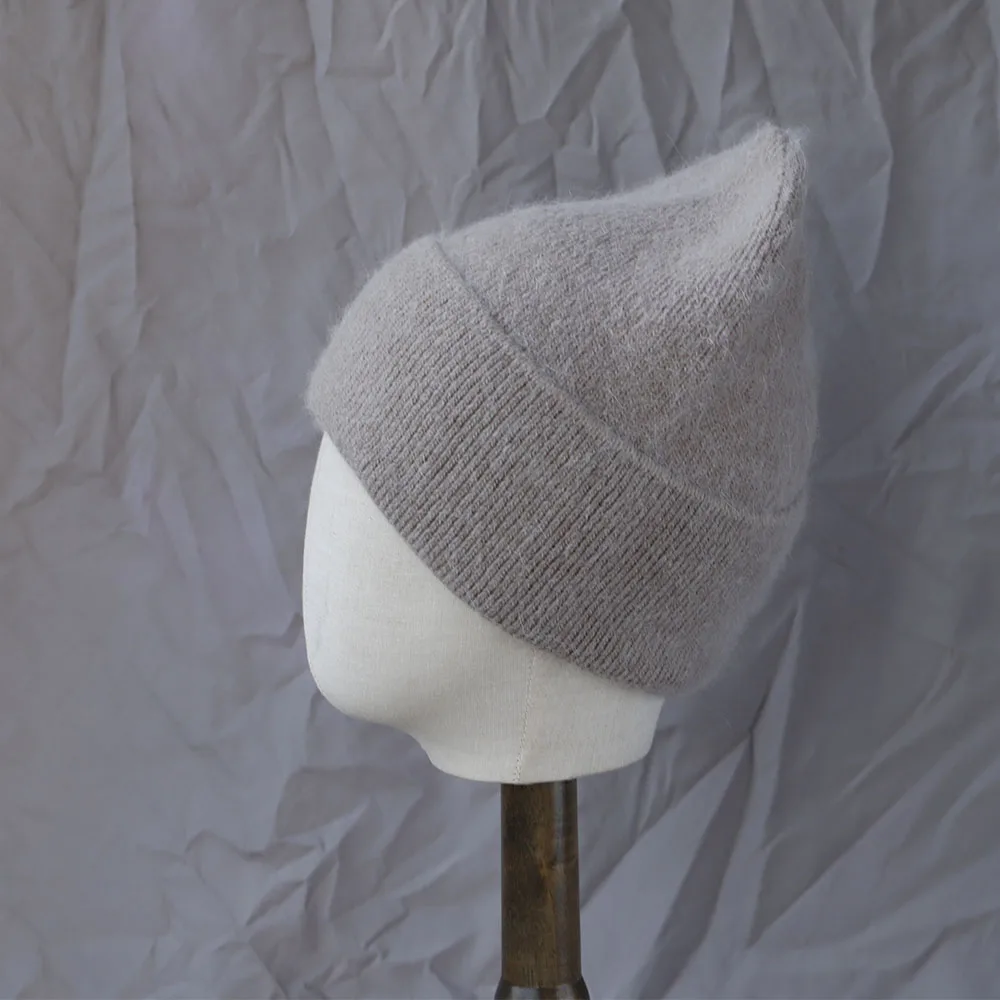 2024 Angora Winter mütze für Frauen Kaninchen fell flauschige gestrickte Mützen Hut Motorhaube weibliche weiche warme Ski Skull ies Mützen – Detail 19