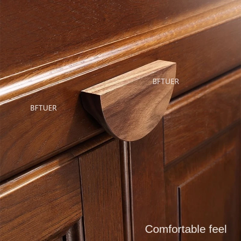 1Pcs Wardrobe Cupboard Drawer Pulls Furniture Handles Semicircle Shape Wooden Knob Kitchen Cabinet Door Wood Handle Hardware