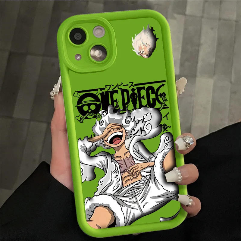 Anime One Piece Luffy Gear 5th Phone Case for iPhone 15 14 13 12 11 Pro Max Plus Shockproof Silicone