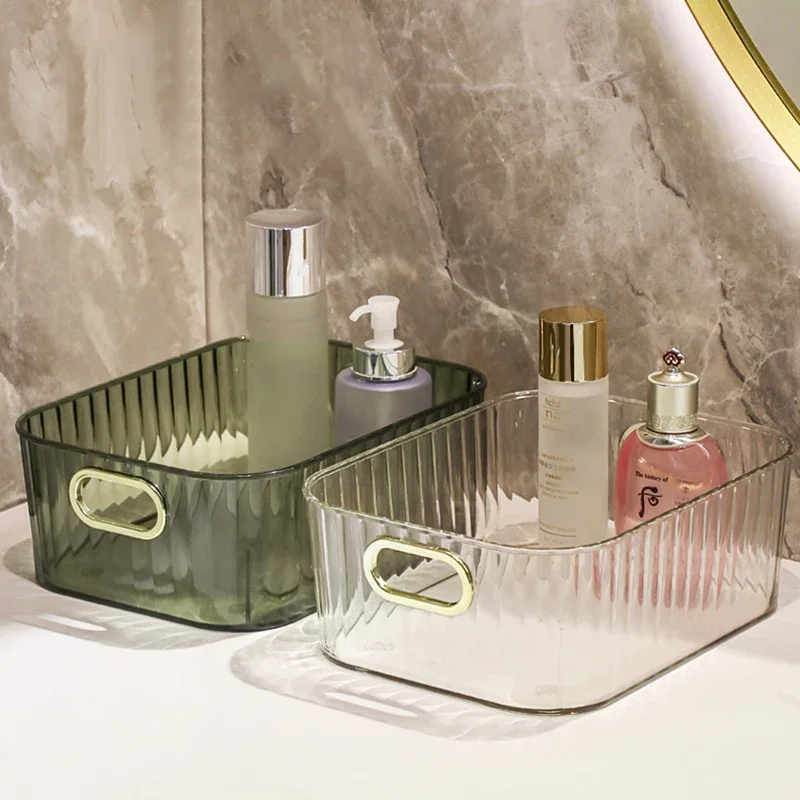 Clear Makeup Organizer Luxury Cosmetic Storage Box Bathroom Dresser Lipstick Deaktop Box Organzier Organizador Maquillaje 4