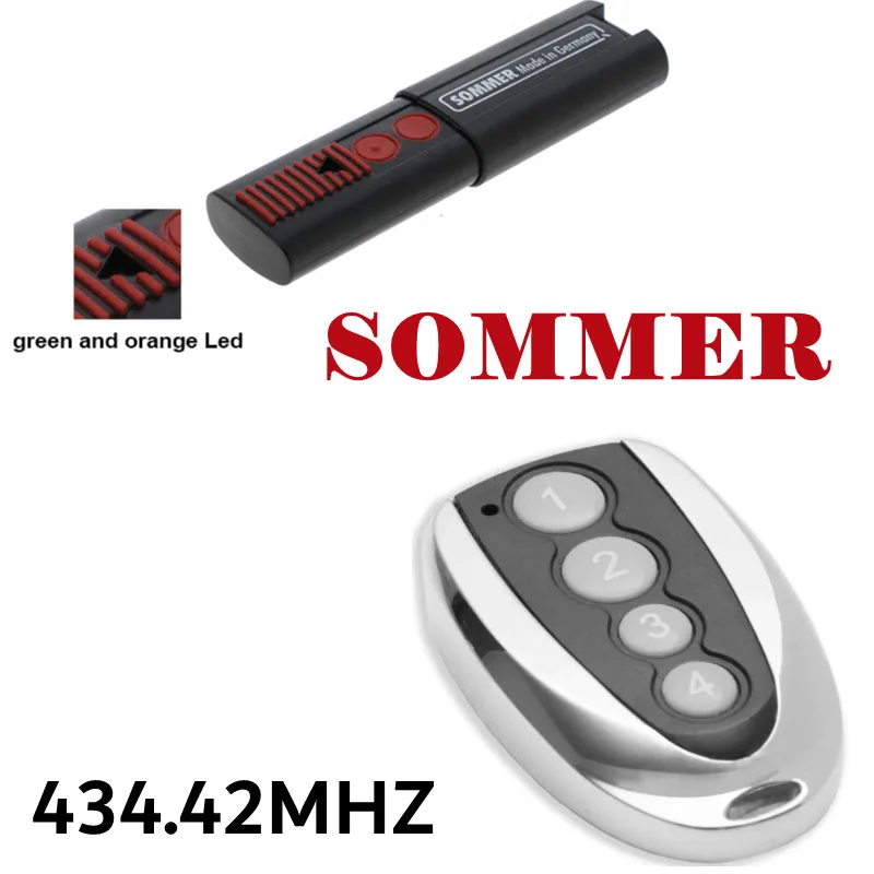 4 Channel Green and Orange Garage Door Remote Control Key for SOMMER TX03-434-4-XP 434,42MHz Gate Transmitter controller 5