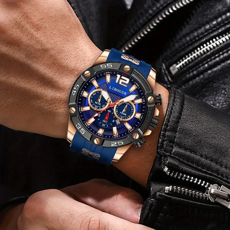 1pcs Men's Watch Sport Business Calendar Watches Fashion Casual Silicone Quartz Watch Men's Gift (Box Not Included)