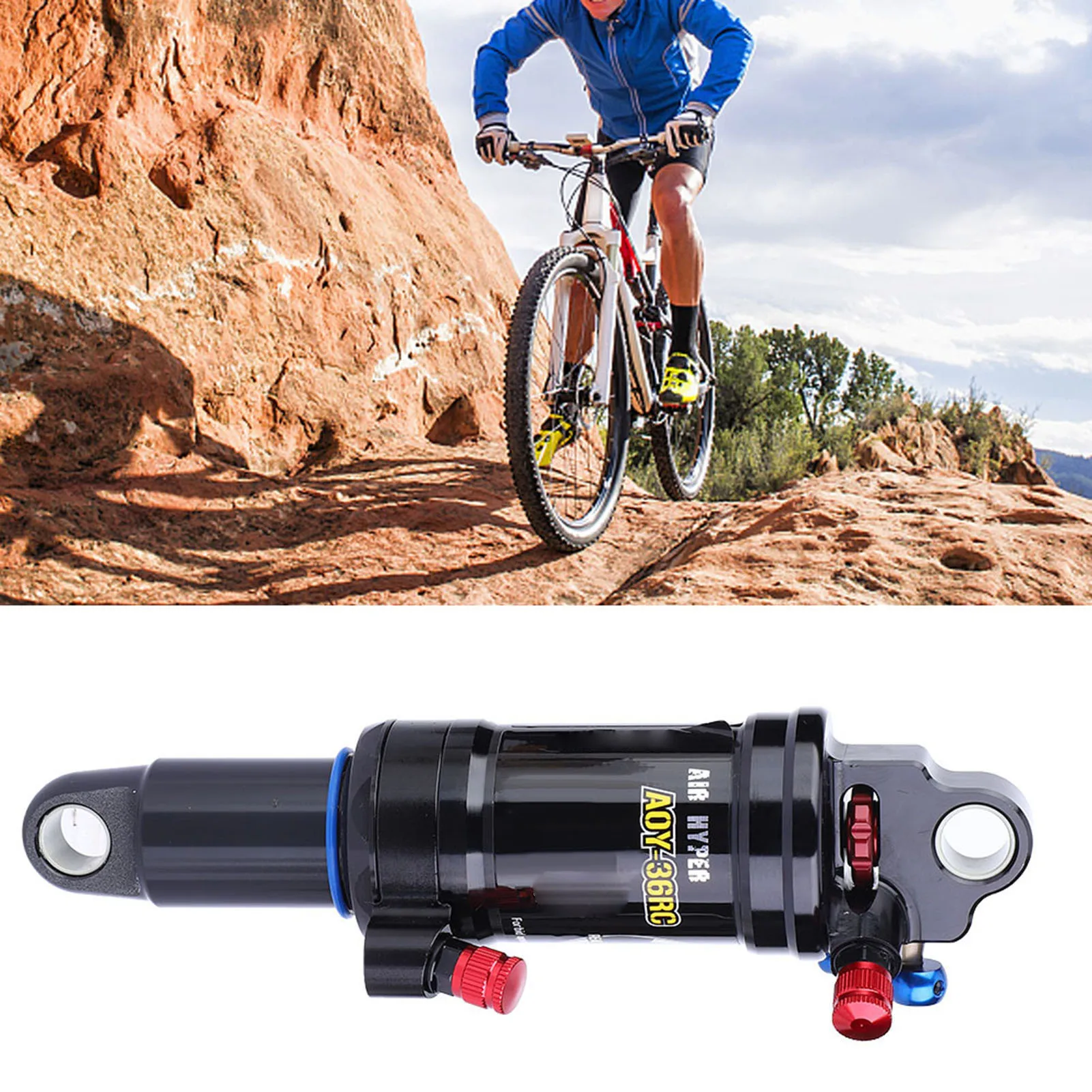 Bike Shock Absorber Mountain Bike Shock Absorber 165mm Steel Adjustable Damping Rear Shock Accessory Black Bike Damping Shock