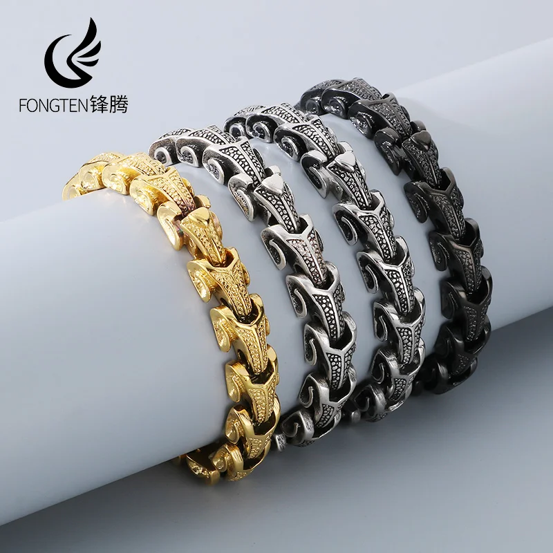 Flongo Ouroboros - Bracciale Da Uomo Con Drago Vichingo, In - Foto 11