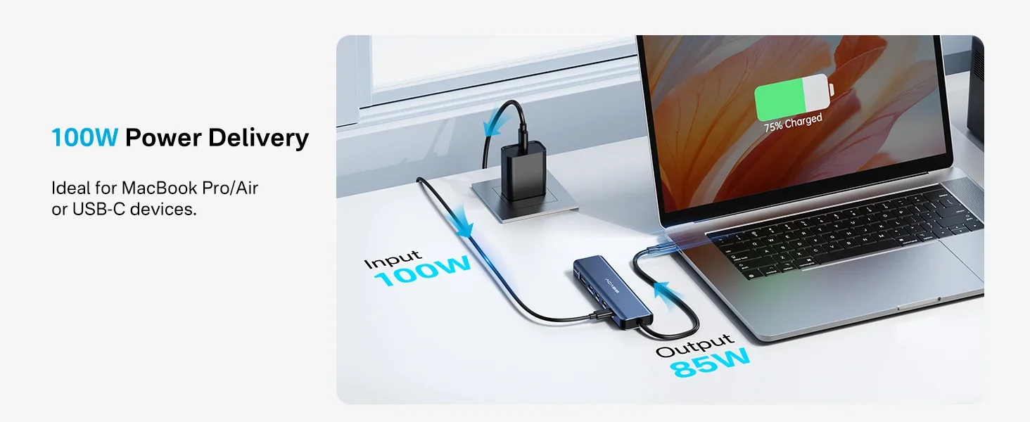 ACASIS USB C HUB 4K60Hz HDMI 6-in-1 PD 100W USB 3.1 10Gbps Multiport Adapter Splitter für Laptop MacBook Air Pro Samsung Dell HP – Detail 8
