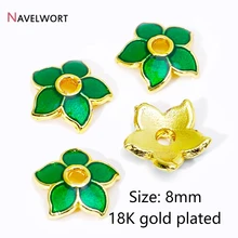  18K Gold Plated Green Bead Caps For Jewelry Making Brass Heart Spacer Beads,DIY Fashion Bracelet Making Findings Wholesale 