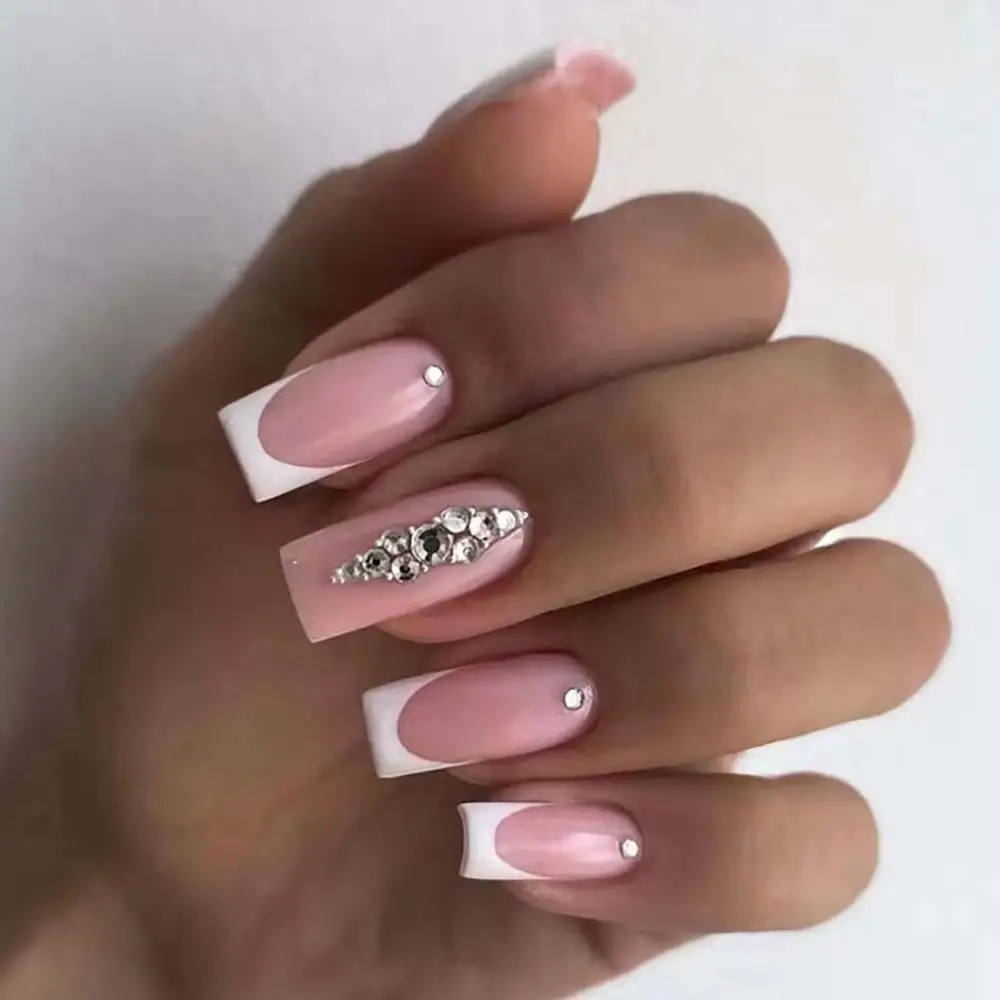 

24pcs/Box French Artificial Manicure Tool Detachable Fake Nails Wearable Nail Tips Square Head False Nails