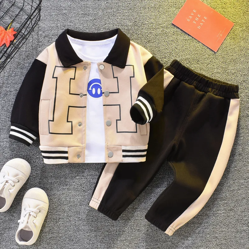 

Clothes Sets For Baby Boys Spring Autumn 2023 Children Coats T-shirts Pants 3pcs Tracksuits Boy Sports Suit 6 Years Kids Outfits