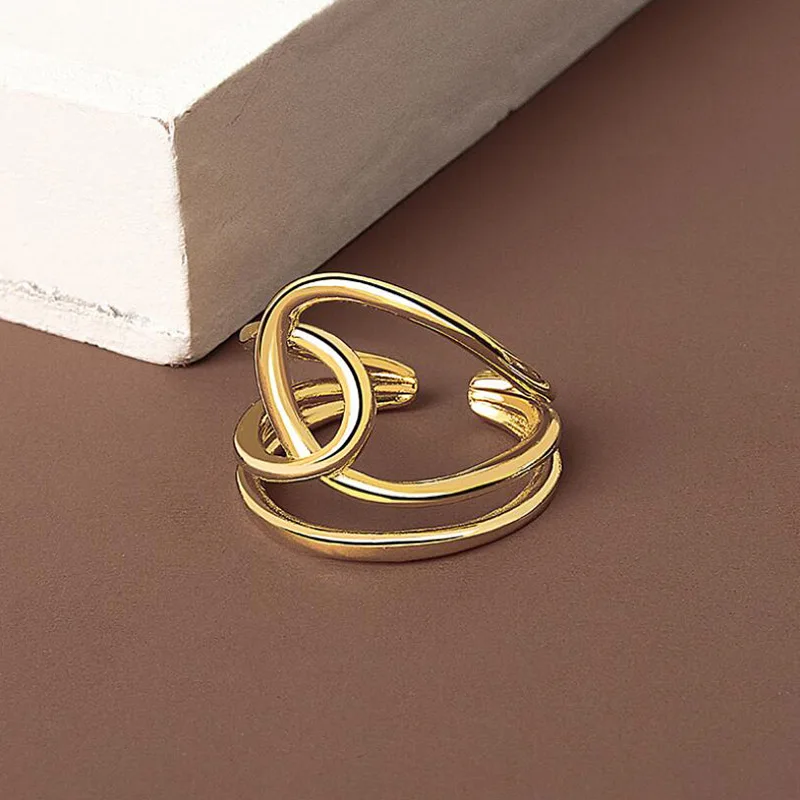 

925 Sterling Silver Bohemian Geometric Irregular Cross Twist Large Rings for Women Girls Adjustable Statement Rings Anillos