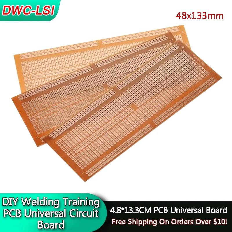 5/10 pièces bricolage 4.8x13.3CM papier de Prototype 5-connecté simple rangée trous continus PCB expérience universelle carte de Circuit imprimé matriciel