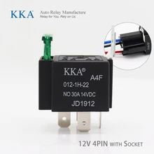 KKA-A4F 30A Automotive Fuse Relay 12V/24V 4pin/5pin and Wire Harness Kit, Car Relay with Metal Bracket