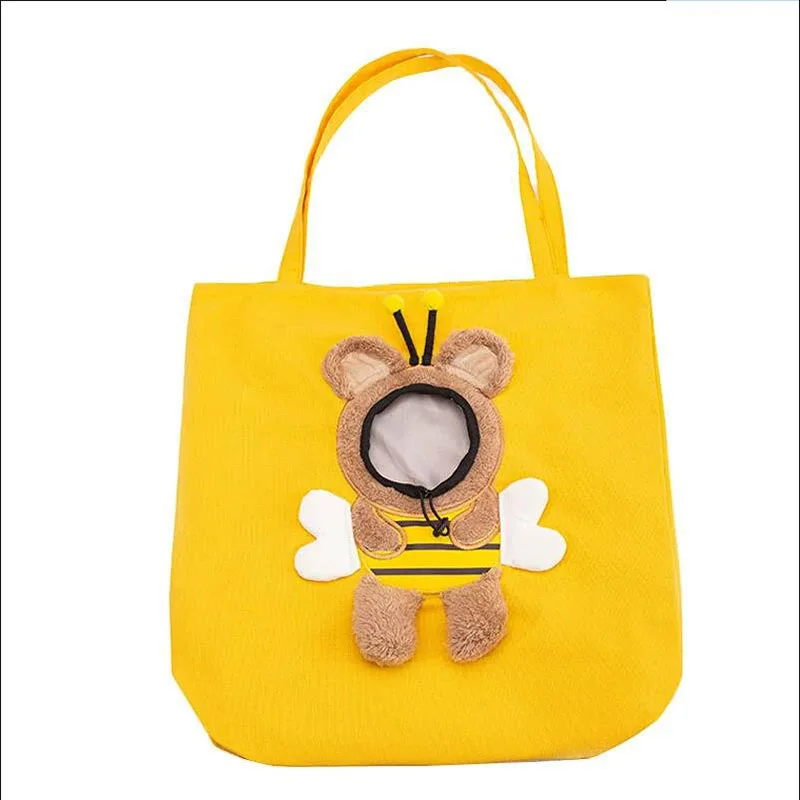 

Free ship Pet going out handbag cat dog cartoon animal show its head canvas shoulder bag cute oblique cross cat accessories