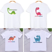 Cartoon Saurus Print Matching Family Outfits Tops for Birthday Boy Dinosaur Party Family Look T-shirt Dad Mom Bro Sis Tee Shirt 1