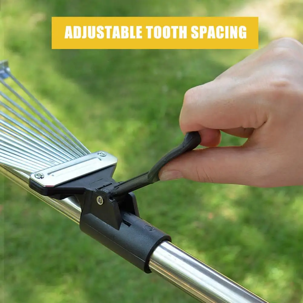 Telescopic Metal Rake Gardening Tool for Leaves Cleaning farming rake