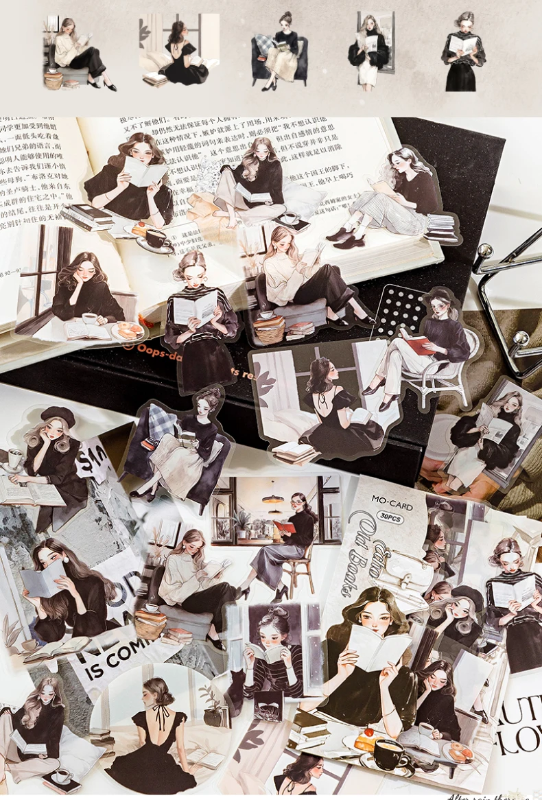 30 teile/paket künstlerische mädchen kreative charakter PET aufkleber tasche Collage Junk Journal DIY sammelalbum ästhetische schreibwaren – Detail 10