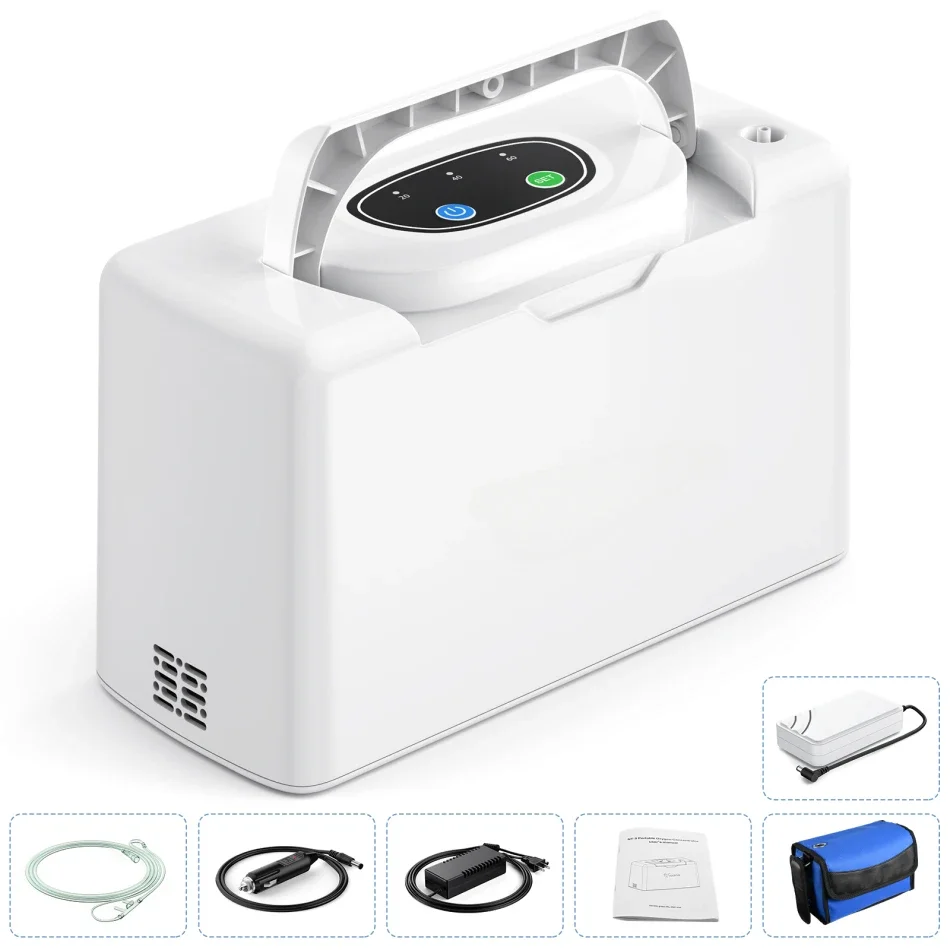 

3L Continuous Portable Oxygen Concentrator Generator Machine with Battery Low Operation Noise Health Monitors 32.5% Purity