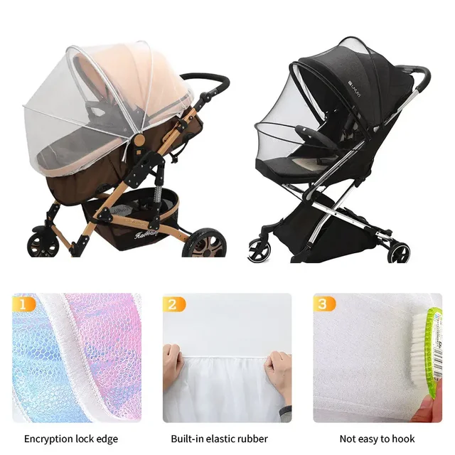 Accessoires de protection contre les mouches à fermeture éclair pour enfants, maille d'été CPull Cheshire age, couverture complète, moustiquaire, chariot de poussette pour bébé 5