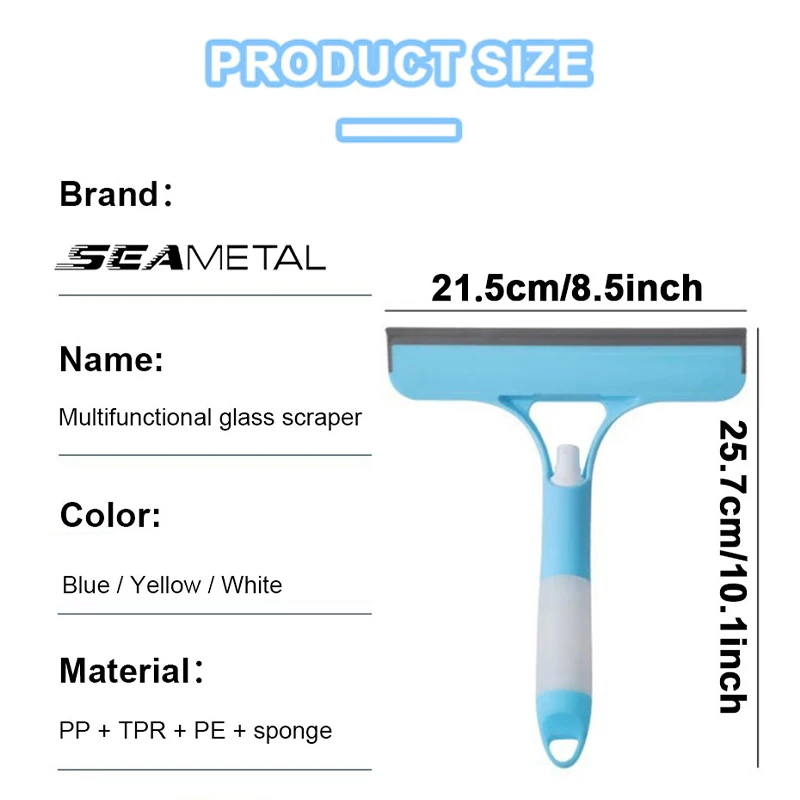 SEAMETAL 3 IN 1 Car Scraper Window Cleaning Wiper Muitifunctional Glass Brush Silicone Squeegee for Car Household Cleaning Tools 2