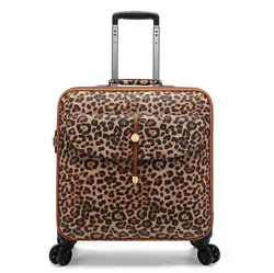 20 inch Luggage Suitcase Leopard print Women Spinner suitcase Cabin women Rolling Luggage Travel Rolling luggage bag with Wheels
