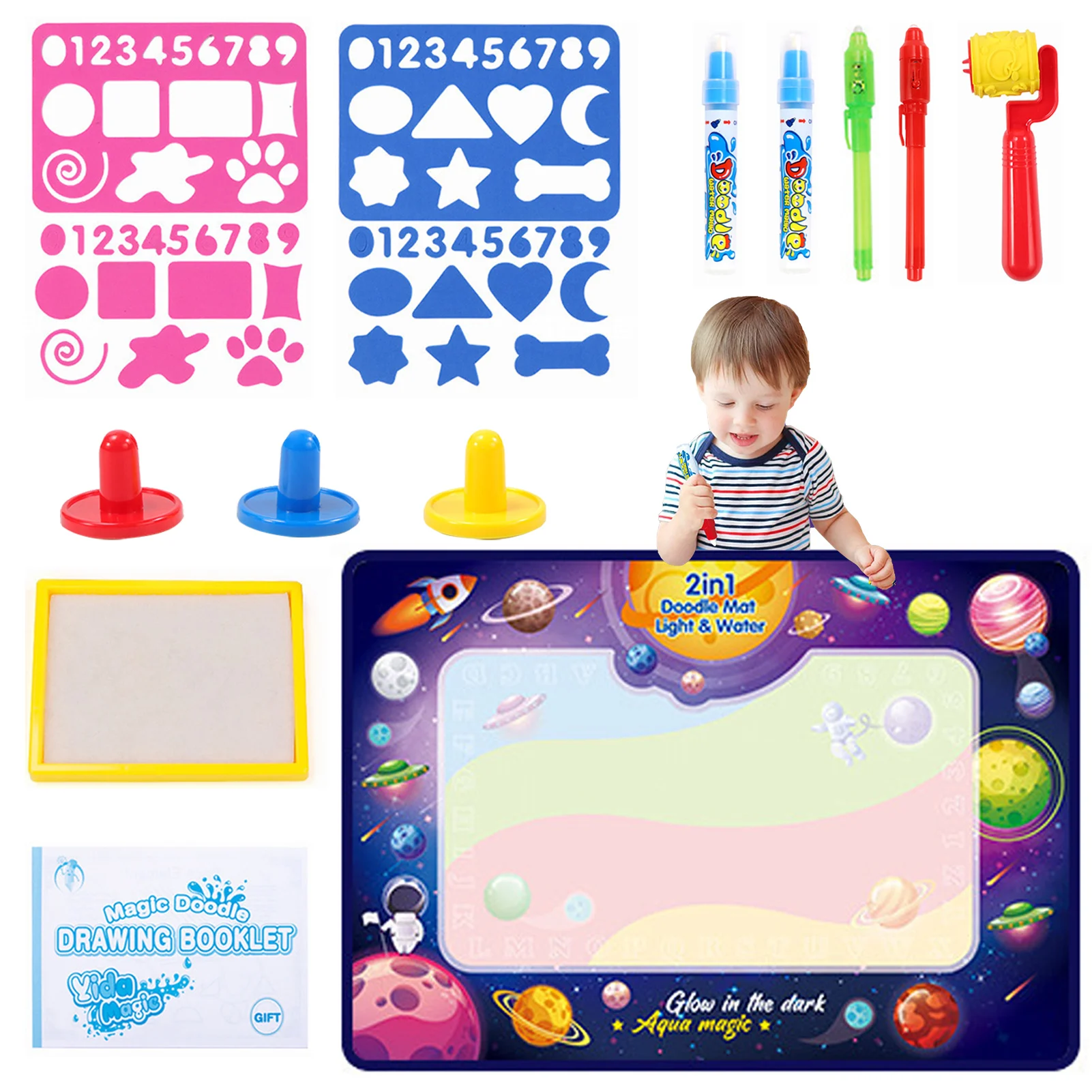 Aqua Magic Doodle Mat Water Painting Coloring Board Luminous