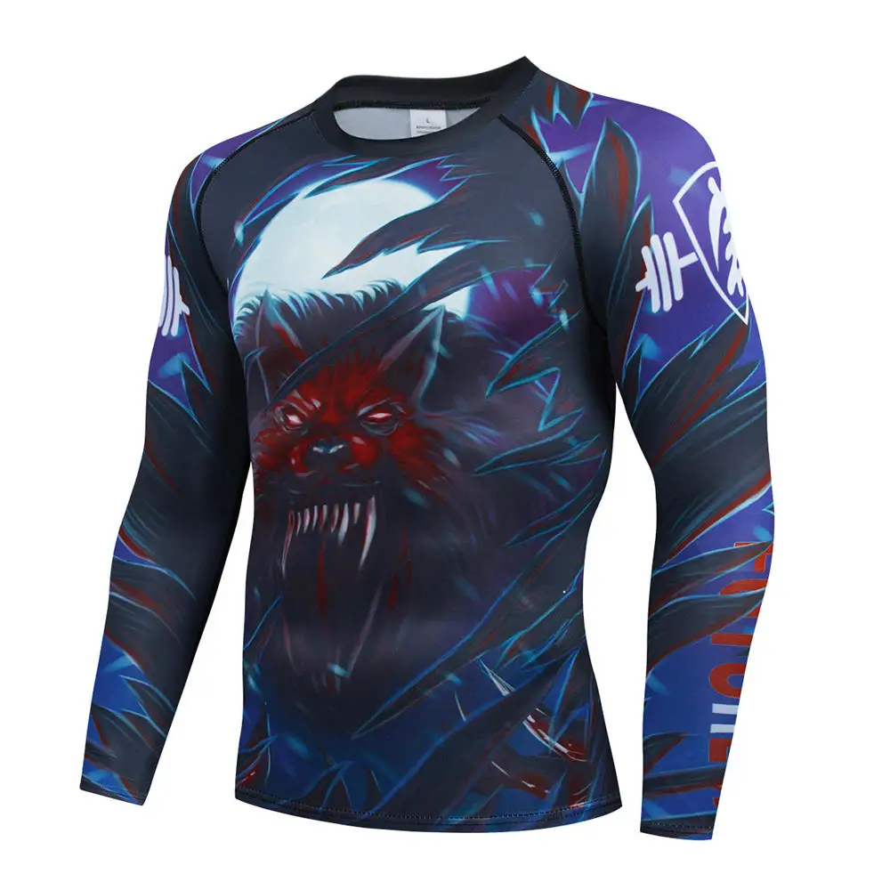 Men's Muay Thai Men MMA Kickboxing Sport Suit BJJ Rashguard T Shirts Rash Guard Fitness Tracksuit Boxing Jersey Running Set 32