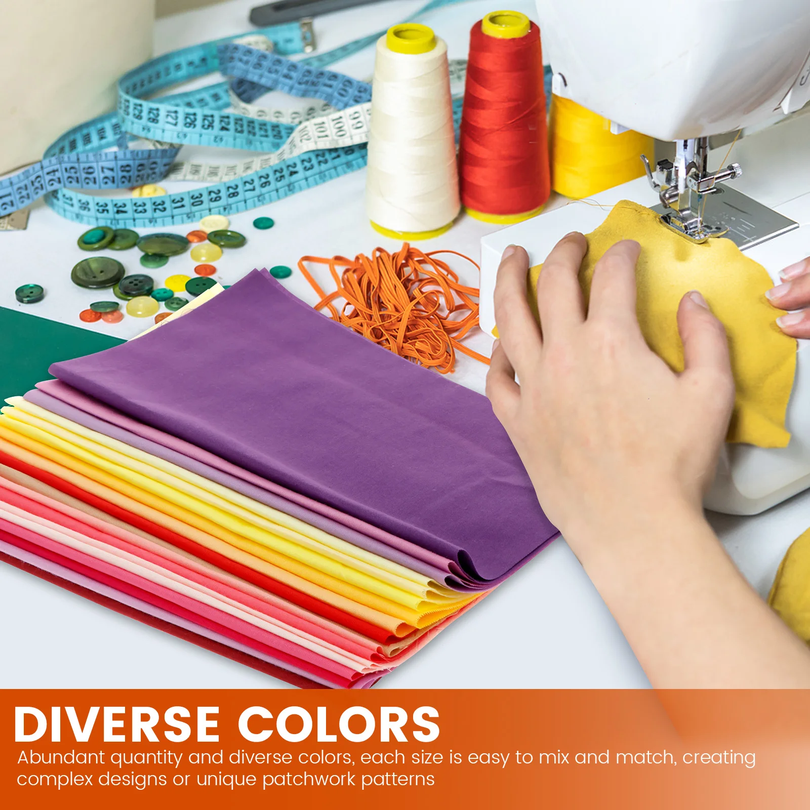 50Pcs Cotton Fabric Squares Fabric Bundles Vibrant Color Cotton Cloth Patchwork Scrap for DIY Craft Quilting and Sewing