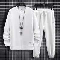 2025 printemps et automne nouveaux hommes gaufre deux pièces sweat-shirt décontracté et pantalon de sport ensemble ensemble de sport pour hommes ensemble de sport de mode 4